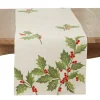 Evergreen Holly Leaves Cotton Runner