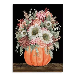 Fall Bouquet & Pumpkin Canvas Art Print, 24x32 in.
