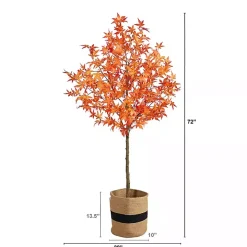 Fall Maple Tree in Woven Planter, 6 ft.