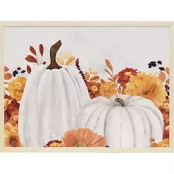 Fall Pumpkins and Flowers Framed Wall Plaque