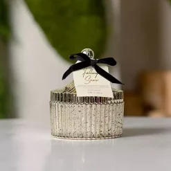 Falling Snow Gold Mercury Glass Jar Candle