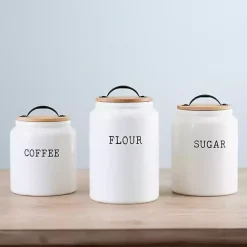 Farmhouse Embossed Kitchen Canisters, Set of 3