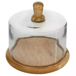 Farmhouse Wood and Glass Cloche, 6 in.