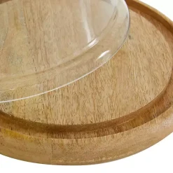Farmhouse Wood and Glass Dome Cloche, 11 in.