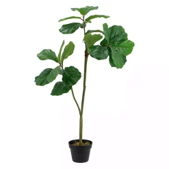 Faux Fiddle Leaf Plant in Black Pot