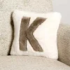 Faux Fur Monogram K Pillow