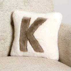 Faux Fur Monogram K Pillow