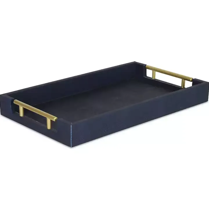 Faux Leather Navy Blue Tray