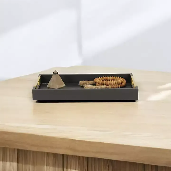 Faux Leather Snakeskin Black Tray