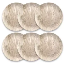 Faux Wood Melamine Dinner Plates, Set of 6