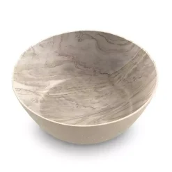 Faux Wood Melamine Low Bowls, Set of 6