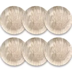 Faux Wood Melamine Salad Plates, Set of 6