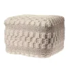 Flatweave Tufted Checker Wool Pouf