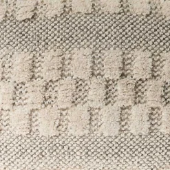 Flatweave Tufted Checker Wool Pouf