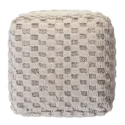 Flatweave Tufted Checker Wool Pouf