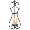 Fleur Distressed Black Iron Sconce, 25 in.