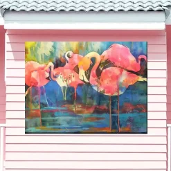 Flirty Flamingos Outdoor Canvas Art Print