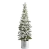 Flocked Pine Tree in Tin Can Planter