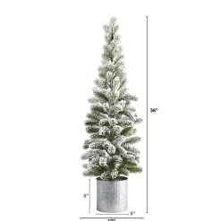 Flocked Pine Tree in Tin Can Planter