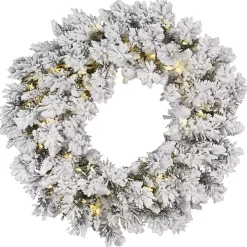 Flocked Snow Italian Warm White Lights Wreath