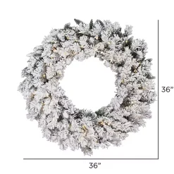 Flocked Snow Italian Warm White Lights Wreath