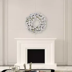 Flocked Snow Italian Warm White Lights Wreath