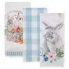 Floral and Easter Bunnies Dish Towels, Set of 3
