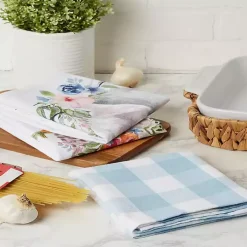 Floral and Easter Bunnies Dish Towels, Set of 3