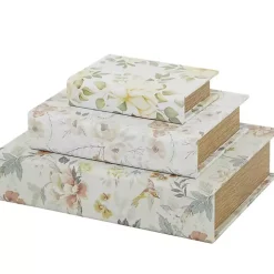 Floral Canvas Book Boxes, Set of 3