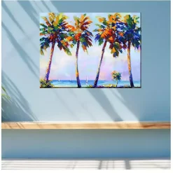 Four Flamboyant Palms Outdoor Canvas Art Print