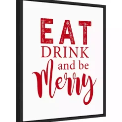Framed Eat Drink Merry Christmas Canvas Art Print