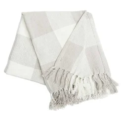 Franklin Light Gray Buffalo Check Throw