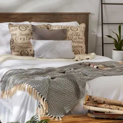 French Blue Chevron Fringe Throw