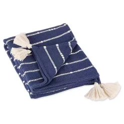 French Blue Slub Stripe Decorative Throw