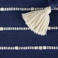 French Blue Slub Stripe Decorative Throw