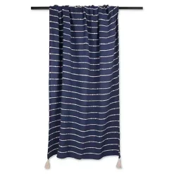 French Blue Slub Stripe Decorative Throw