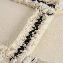 Fringe Stitched Lattice Throw Pillow