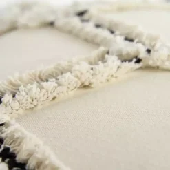 Fringe Stitched Lattice Throw Pillow