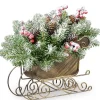 Frosted Fir Christmas Arrangement in Gold Sleigh