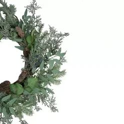 Frosted Foliage and Blueberries Wreath