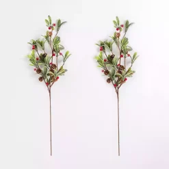 Frosted Red Berry & Greenery Picks, Set of 2
