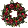 Frosted Red Ornament and Pinecone Wreath