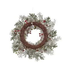 Frosted Silver Berries and Ornaments Wreath