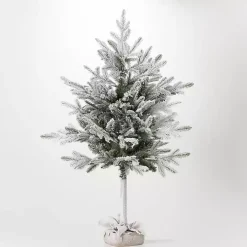 4ft. Flocked Pine Christmas Tree in Burlap Sack