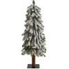 3 ft. Lit Flocked Grand Alpine Trunk Mini Tree