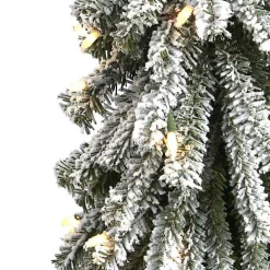 3 ft. Lit Flocked Grand Alpine Trunk Mini Tree