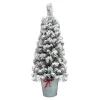 4 ft. Pre-Lit Flocked Pine Tree in Metal Pot