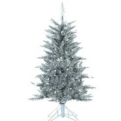4 ft. Pre-Lit Silver Tinsel Christmas Tree