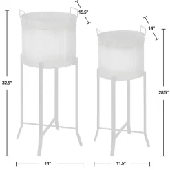 Galvanized Black Planters with Stands, Set of 2