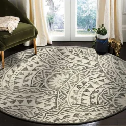 Geometric Round Waves Area Rug, 6 ft.